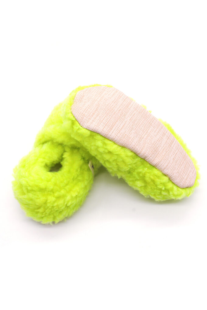 neon yeşil lime peluş kaydırmaz çocuk ev ayakkabısı