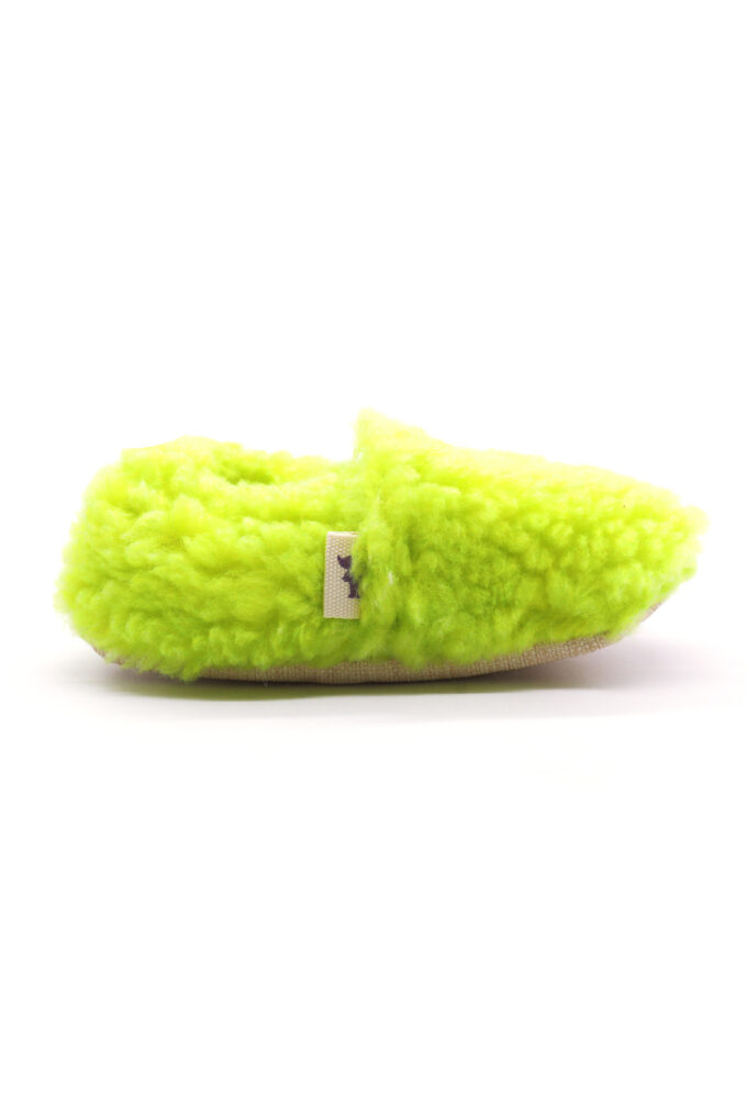 neon yeşil lime peluş kaydırmaz çocuk ev ayakkabısı
