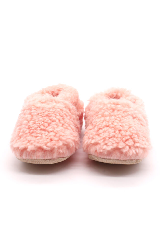 pembe marshmallow peluş kaydırmaz çocuk ev ayakkabısı