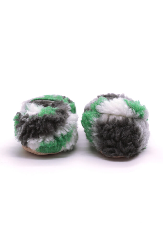 Teddy-Military-Forest-Arka-trendyol Yeşil Militer peluş kaydırmaz çocuk ev ayakkabısı