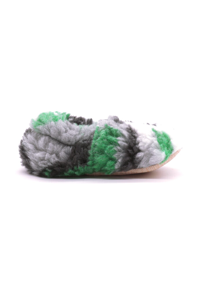 Teddy-Military-Forest-Tek-Yan-trendyol Yeşil Militer peluş kaydırmaz çocuk ev ayakkabısı