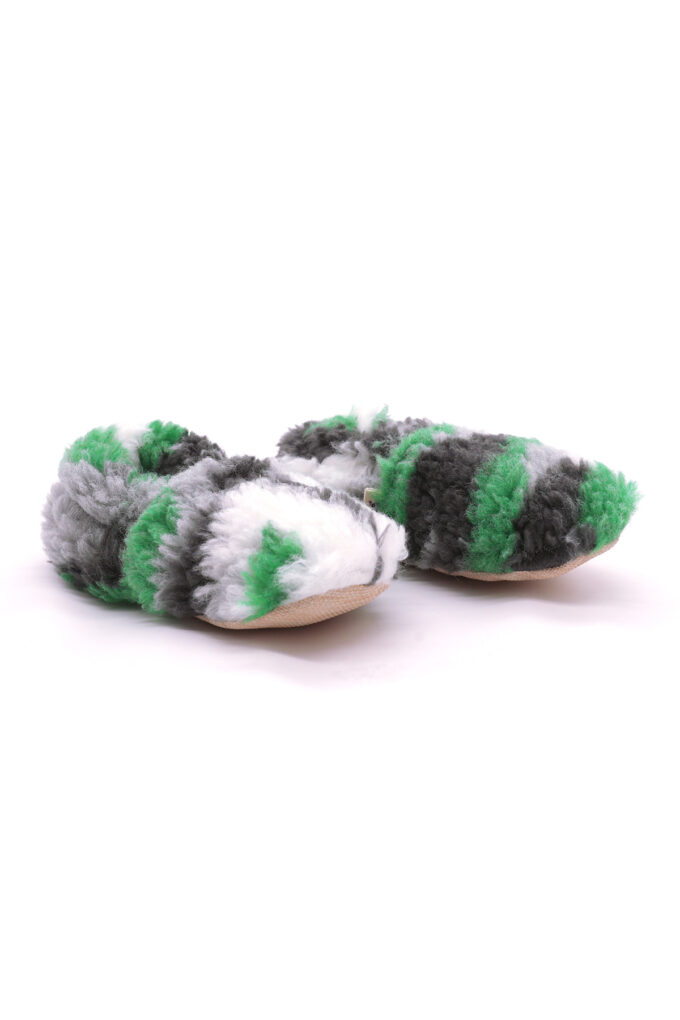 Teddy-Military-Forest-ikili-Yan-trendyol Yeşil Militer peluş kaydırmaz çocuk ev ayakkabısı