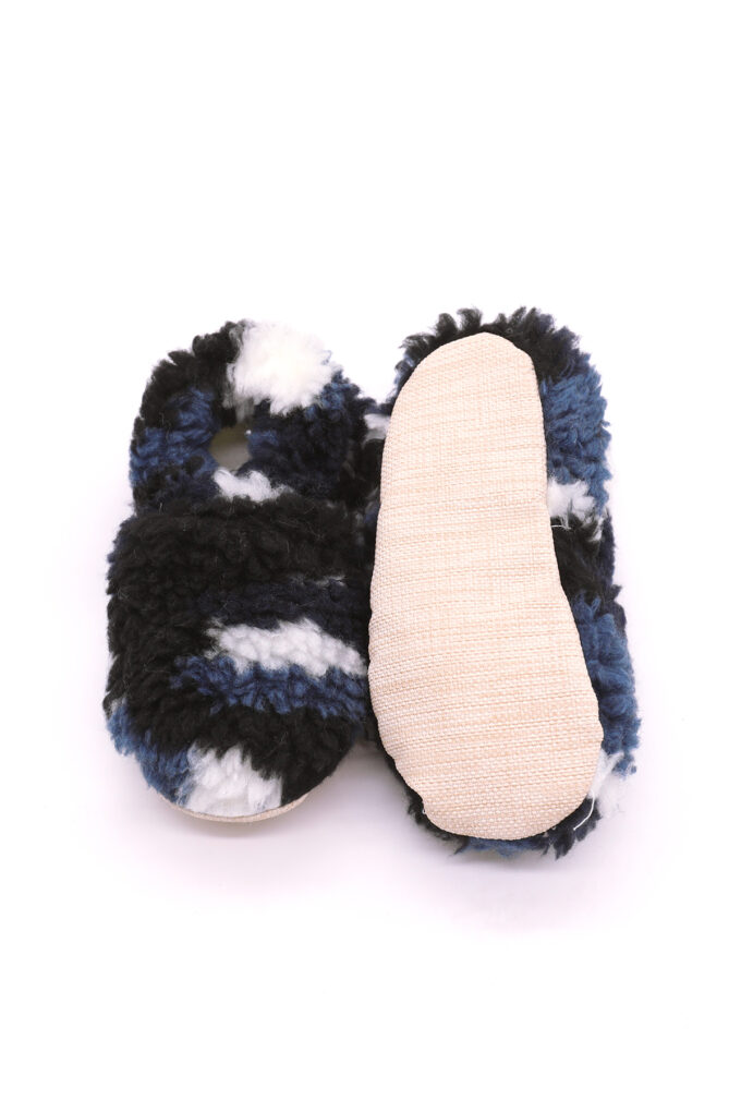 Teddy-Military-Navy-Taban-trendyol lacivert militer peluş kaydırmaz çocuk ev ayakkabısı