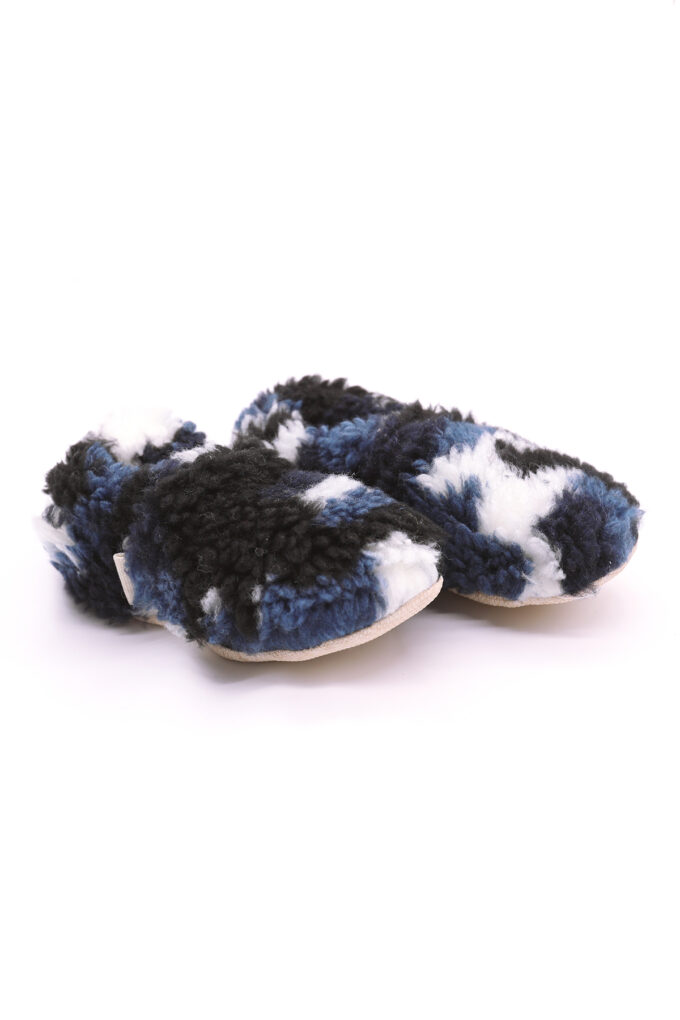 Teddy-Military-Navy-ikili-Yan-trendyol lacivert militer peluş kaydırmaz çocuk ev ayakkabısı
