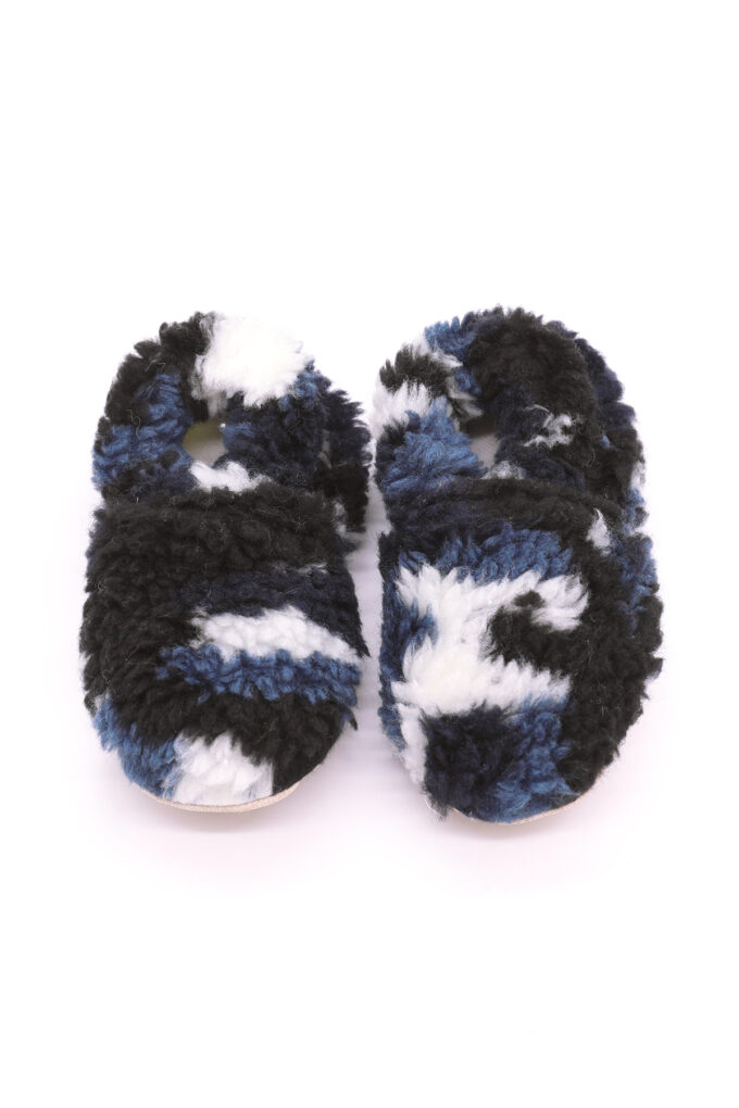 Teddy-Military-Navy-ust-trendyol lacivert militer peluş kaydırmaz çocuk ev ayakkabısı