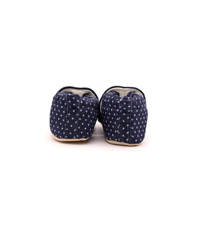 morgedan-denim-dots-arka-keyifbebesi-beyaz Morgedan Puantiye Denim Pamuklu Çocuk Ev Ayakkabısı