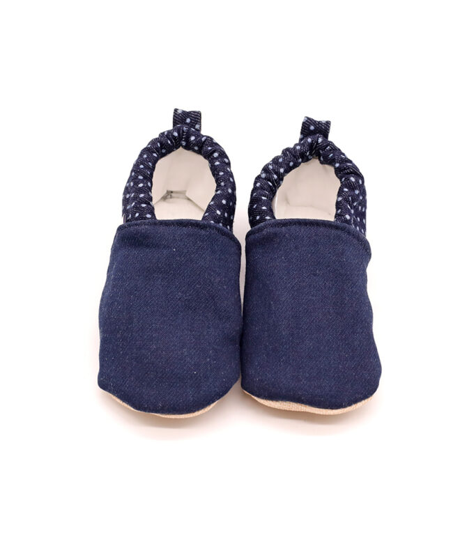 morgedan-denim-dots-ust-keyifbebesi-beyaz Morgedan Puantiye Denim Pamuklu Çocuk Ev Ayakkabısı